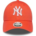 new-era-curved-brim-women-9forty-league-essential-new-york-yankees-mlb-orange-adjustable-cap
