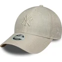 new-era-curved-brim-women-9forty-woven-new-york-yankees-mlb-beige-adjustable-cap
