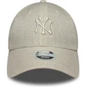 new-era-curved-brim-women-9forty-woven-new-york-yankees-mlb-beige-adjustable-cap