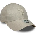 new-era-curved-brim-women-9forty-woven-new-york-yankees-mlb-beige-adjustable-cap