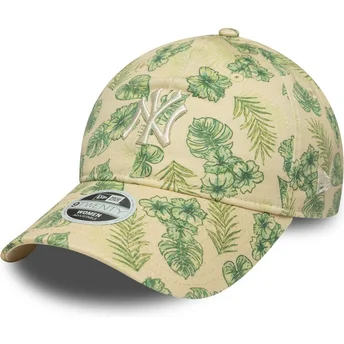 Kape zaobljena bež podesiva traka 9TWENTY All Over Print Tropical New York Yankees MLB New Era