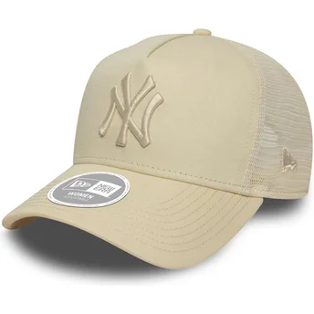 New Era Women A Frame League Essential New York Yankees MLB Beige Trucker Hat