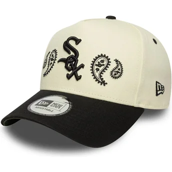 New Era Curved Brim A Frame Paisley Chicago White Sox MLB Beige and Black Snapback Cap