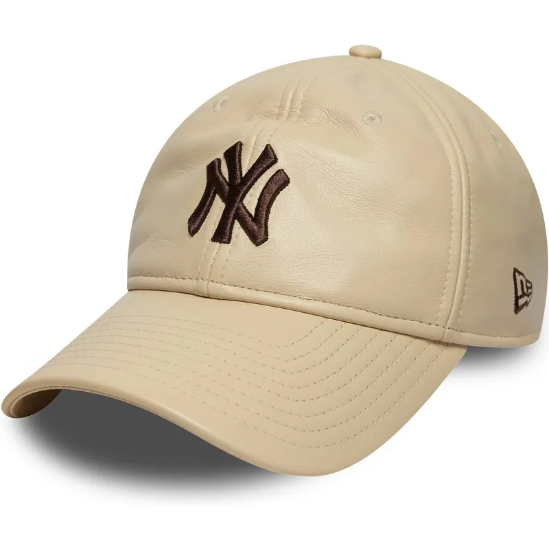 cap-zaobljena-beige-adjustable-strap-marron-9twenty-leather-new-york-yankees-mlb-new-era