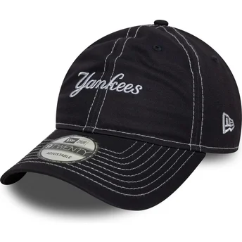 New Era Curved Brim 9TWENTY Contrast Stitch New York Yankees MLB Navy Blue Adjustable Cap