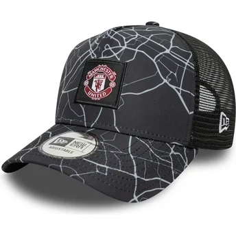 Kape zaobljena crna snapback A Frame All Over Print Manchester United Football Club Premier League New Era