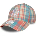 kapa-zaobljena-ruzicasta-podesiv-9forty-check-new-york-yankees-mlb-new-era