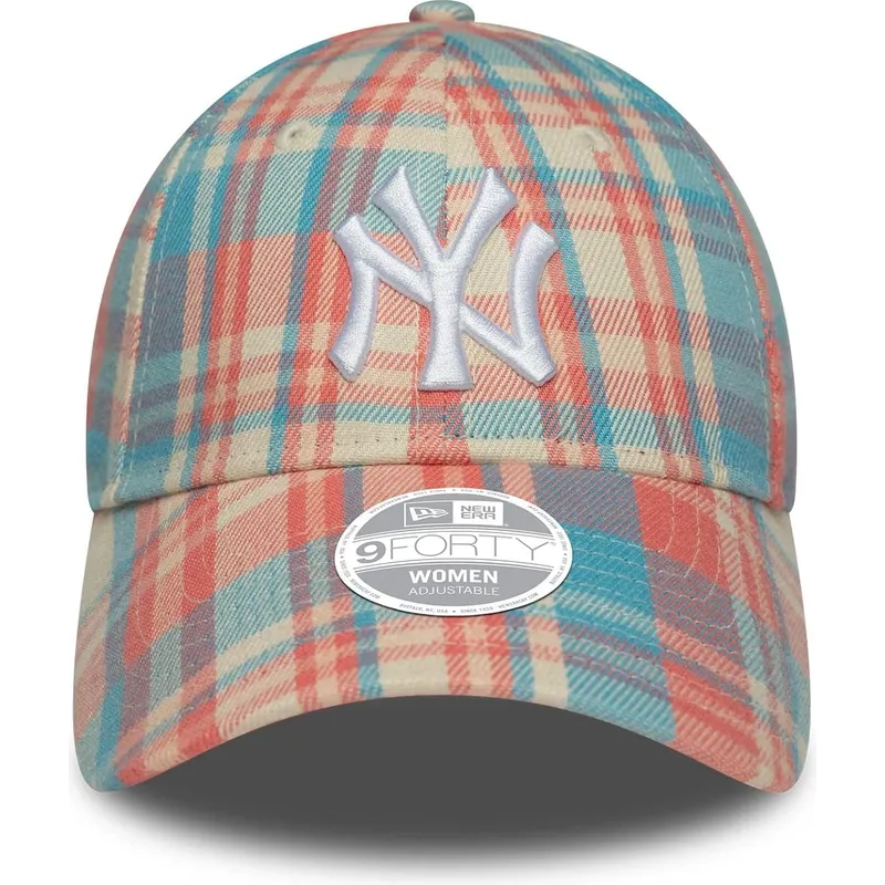 kapa-zaobljena-ruzicasta-podesiv-9forty-check-new-york-yankees-mlb-new-era
