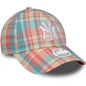 kapa-zaobljena-ruzicasta-podesiv-9forty-check-new-york-yankees-mlb-new-era