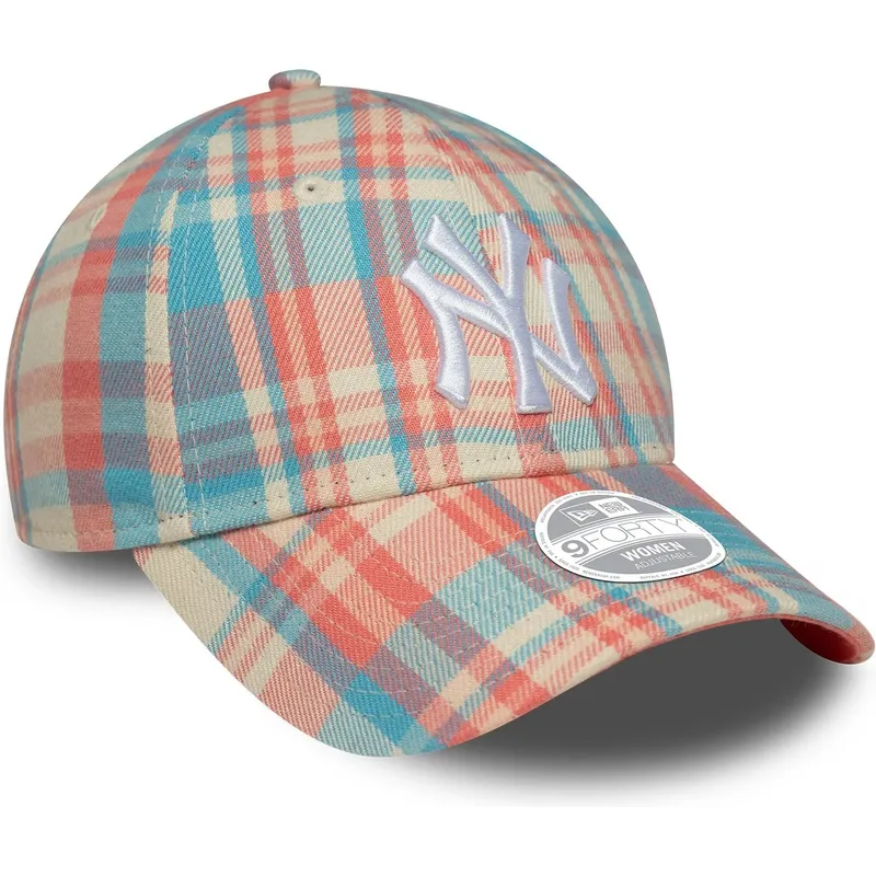 kapa-zaobljena-ruzicasta-podesiv-9forty-check-new-york-yankees-mlb-new-era