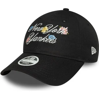 Kape zaobljena crna podesiva traka 9FORTY Floral Script New York Yankees MLB New Era