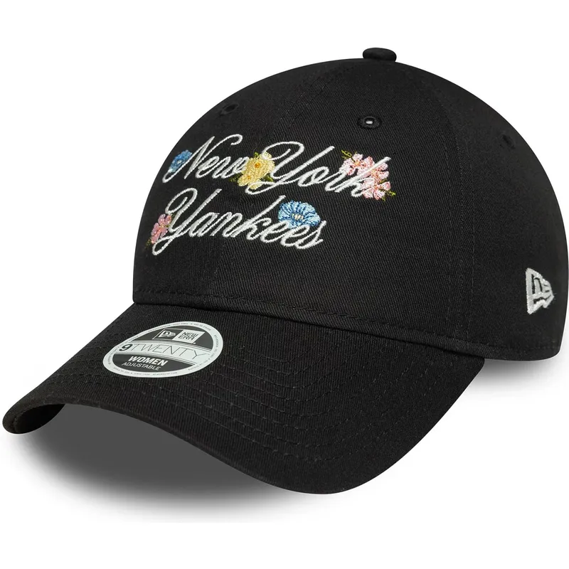 kape-zaobljena-crna-podesiva-traka-9forty-floral-script-new-york-yankees-mlb-new-era
