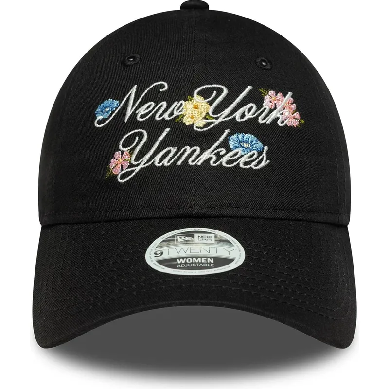 kape-zaobljena-crna-podesiva-traka-9forty-floral-script-new-york-yankees-mlb-new-era