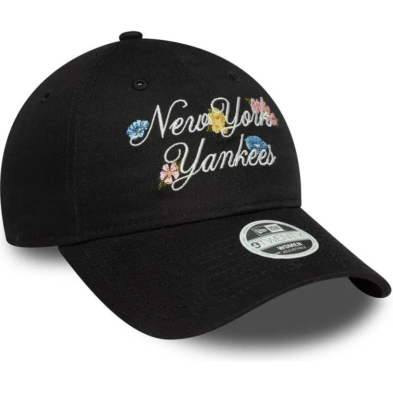 kape-zaobljena-crna-podesiva-traka-9forty-floral-script-new-york-yankees-mlb-new-era