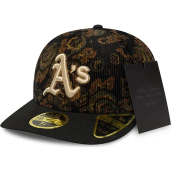 Cap zaobljena black ajustada 59FIFTY Low Profile Floral Cord Three Looms Printed Corduroy Oakland Athletics MLB New Era