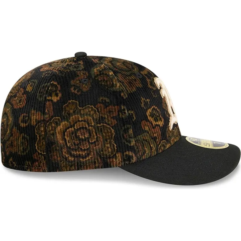 cap-zaobljena-black-ajustada-59fifty-low-profile-floral-cord-three-looms-printed-corduroy-oakland-athletics-mlb-new-era