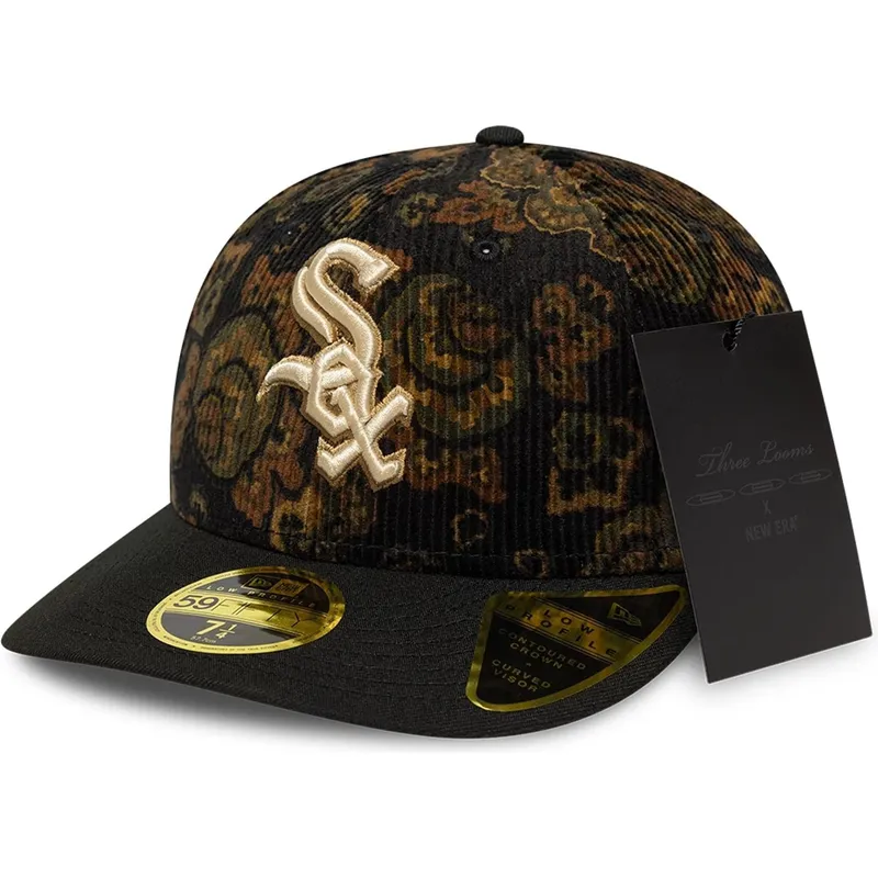 cap-zaobljena-black-ajustada-59fifty-low-profile-floral-cord-three-looms-printed-corduroy-chicago-white-sox-mlb-new-era