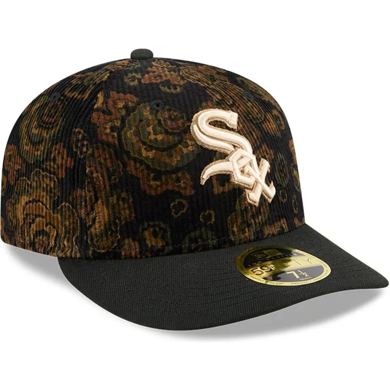 cap-zaobljena-black-ajustada-59fifty-low-profile-floral-cord-three-looms-printed-corduroy-chicago-white-sox-mlb-new-era