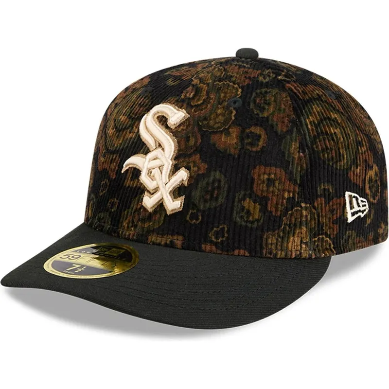 kape-zaobljena-crna-prilagoden-59fifty-low-profile-floral-cord-three-looms-printed-corduroy-chicago-white-sox-mlb-new-era