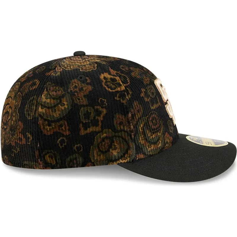 kape-zaobljena-crna-prilagoden-59fifty-low-profile-floral-cord-three-looms-printed-corduroy-san-diego-padres-mlb-new-era