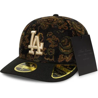 Cap zaobljena black ajustada 59FIFTY Low Profile Floral Cord Three Looms Printed Corduroy Los Angeles Dodgers MLB New Era