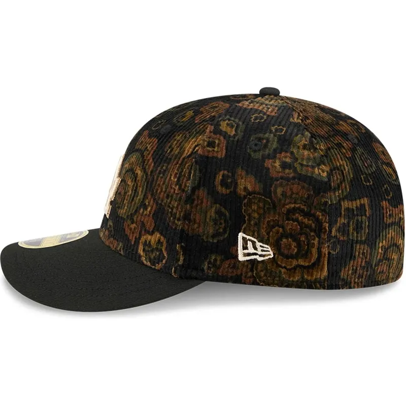 kape-zaobljena-crna-prilagoden-59fifty-low-profile-floral-cord-three-looms-printed-corduroy-los-angeles-dodgers-mlb-new-era