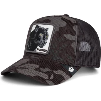 Kapa zaobljena crna snapback Panther Corduroy Camo The Farm Goorin Bros.