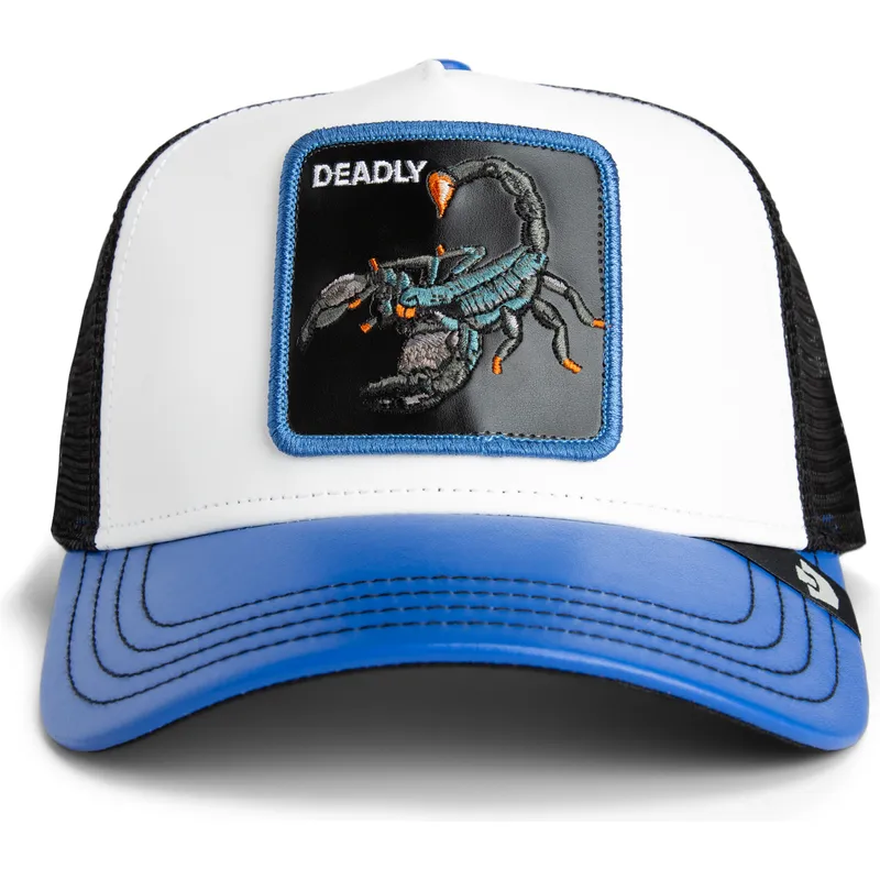 goorin-bros-scorpion-deadly-courtside-the-farm-white-and-blue-trucker-hat