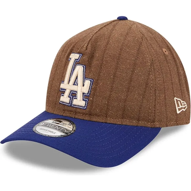 kape-zaobljena-smeda-podesiva-traka-9twenty-a-frame-wool-pinstripe-los-angeles-dodgers-mlb-new-era