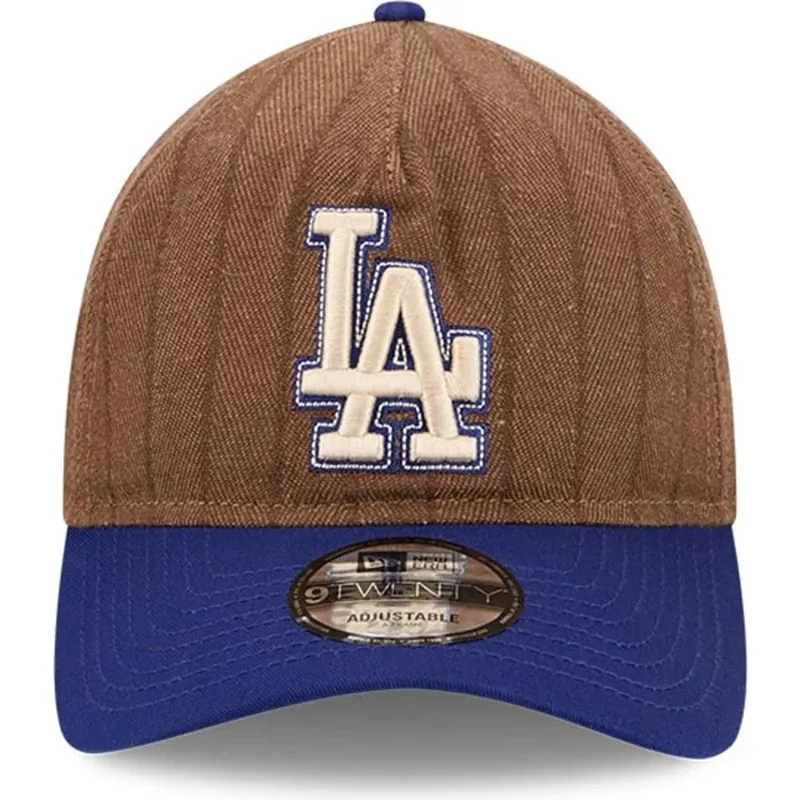 kape-zaobljena-smeda-podesiva-traka-9twenty-a-frame-wool-pinstripe-los-angeles-dodgers-mlb-new-era
