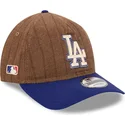 kape-zaobljena-smeda-podesiva-traka-9twenty-a-frame-wool-pinstripe-los-angeles-dodgers-mlb-new-era