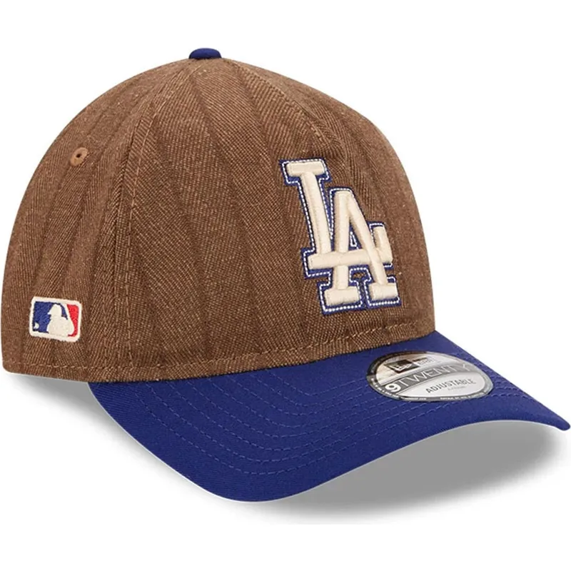 kape-zaobljena-smeda-podesiva-traka-9twenty-a-frame-wool-pinstripe-los-angeles-dodgers-mlb-new-era