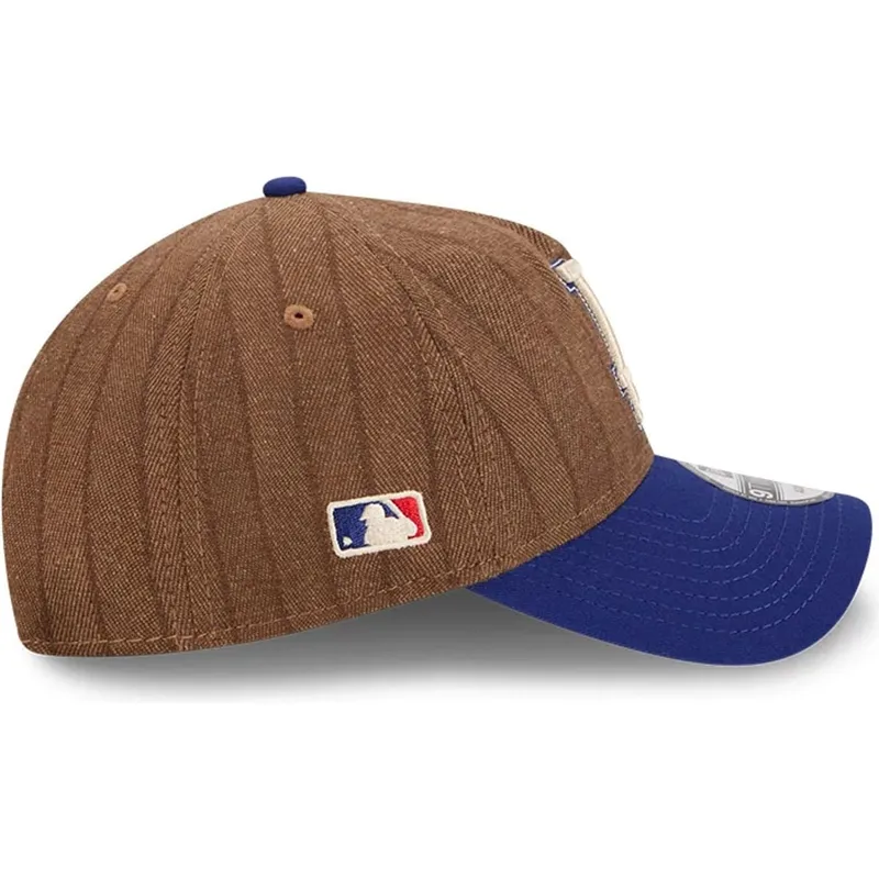 kape-zaobljena-smeda-podesiva-traka-9twenty-a-frame-wool-pinstripe-los-angeles-dodgers-mlb-new-era
