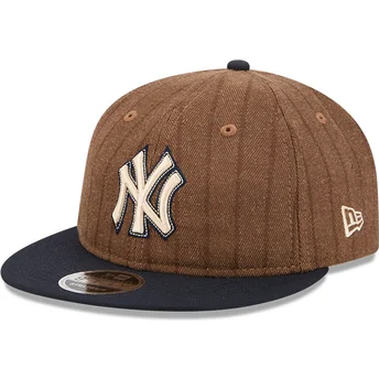 Kapa ravna smeđa podesiv 9FIFTY Retro Crown Wool Pinstripe New York Yankees MLB New Era
