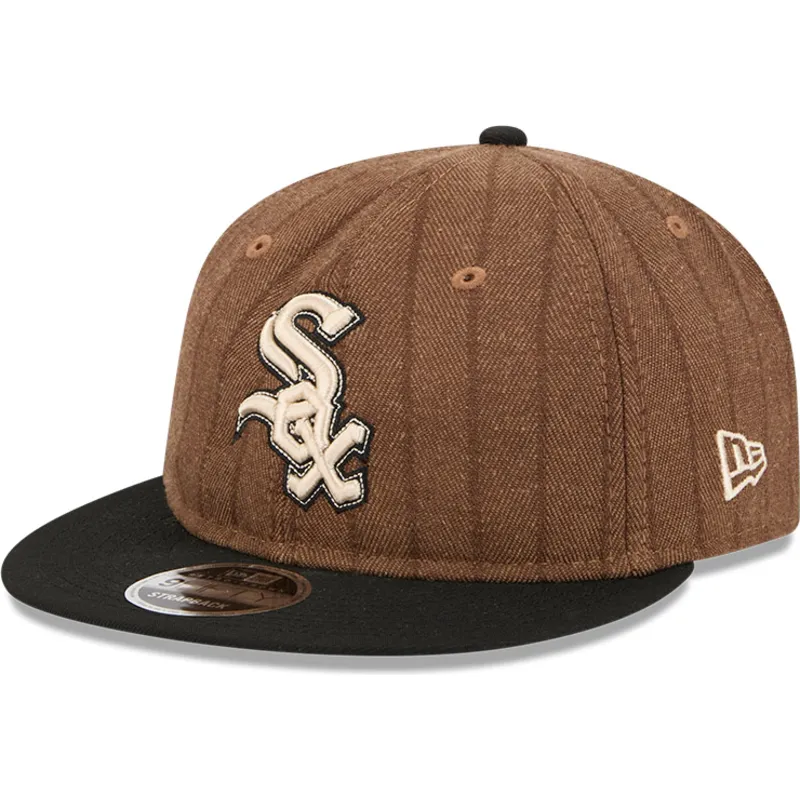 cap-ravna-brown-adjustable-strap-9fifty-retro-crown-wool-pinstripe-chicago-white-sox-mlb-new-era cap-ravna-brown-adjustable-strap-9fifty-retro-crown-wool-pinstripe-chicago-white-sox-mlb-new-era