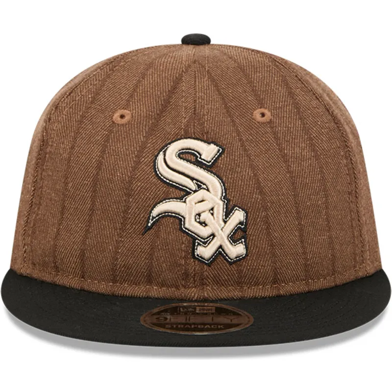 cap-ravna-brown-adjustable-strap-9fifty-retro-crown-wool-pinstripe-chicago-white-sox-mlb-new-era cap-ravna-brown-adjustable-strap-9fifty-retro-crown-wool-pinstripe-chicago-white-sox-mlb-new-era