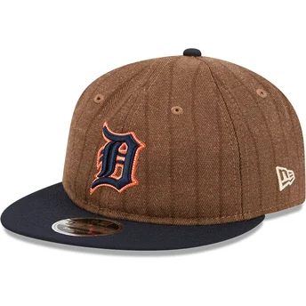Kape ravna smeđa podesiva traka 9FIFTY Retro Crown Wool Pinstripe Detroit Tigers MLB New Era