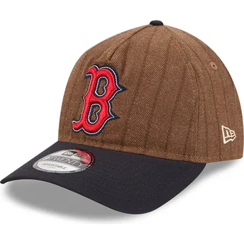 Cap zaobljena brown adjustable strap 9TWENTY A Frame Wool Pinstripe Boston Red Sox MLB New Era