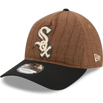 Kapa zaobljena smeđa podesiv 9TWENTY A Frame Wool Pinstripe Chicago White Sox MLB New Era
