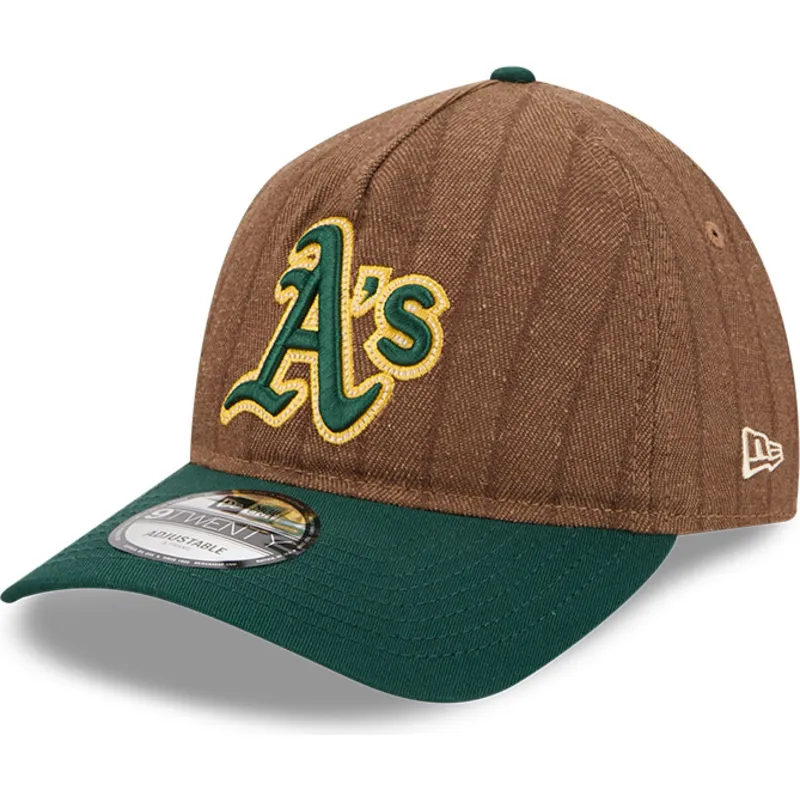 kape-zaobljena-smeda-podesiva-traka-9twenty-a-frame-wool-pinstripe-oakland-athletics-mlb-new-era