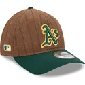 kapa-zaobljena-smeda-podesiv-9twenty-a-frame-wool-pinstripe-oakland-athletics-mlb-new-era