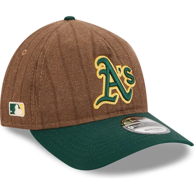 kapa-zaobljena-smeda-podesiv-9twenty-a-frame-wool-pinstripe-oakland-athletics-mlb-new-era