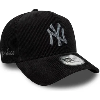 New Era Curved Brim 9FORTY E Frame Cord New York Yankees MLB Black Adjustable Cap