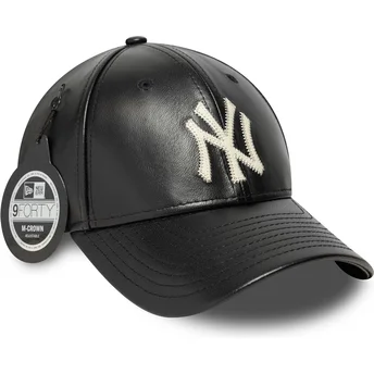 Cap zaobljena black adjustable strap 9FORTY M-Crown Img Leather New York Yankees MLB New Era