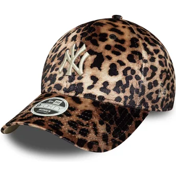 Kapa zaobljena leopard podesiv 9FORTY Leo Velour New York Yankees MLB New Era