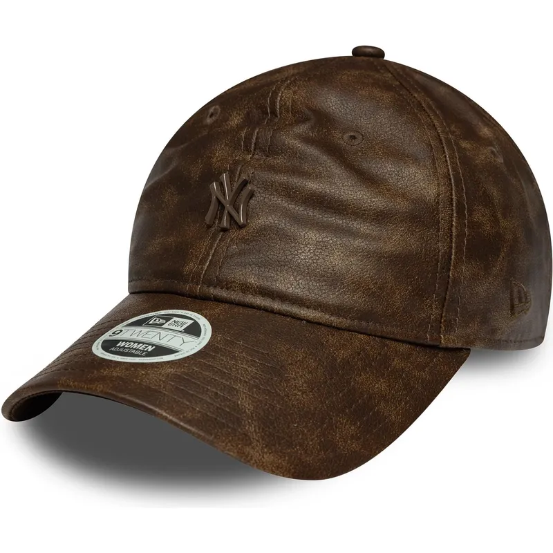 kapa-zaobljena-smeda-podesiv-9twenty-worn-pu-new-york-yankees-mlb-new-era