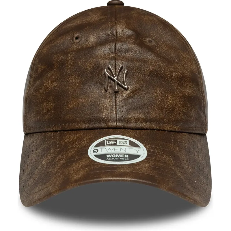kapa-zaobljena-smeda-podesiv-9twenty-worn-pu-new-york-yankees-mlb-new-era