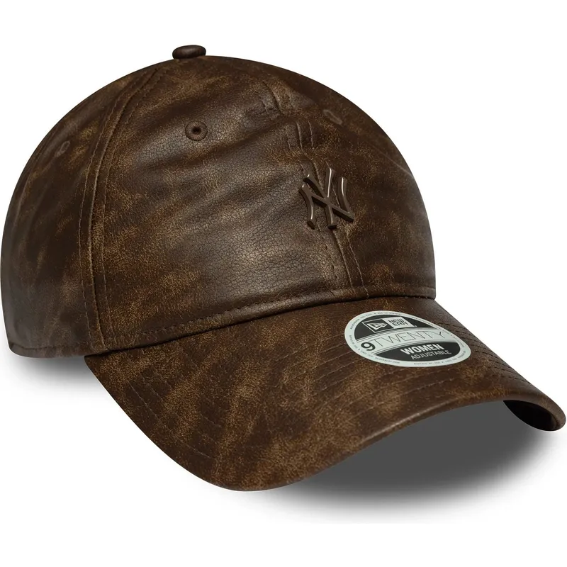 kapa-zaobljena-smeda-podesiv-9twenty-worn-pu-new-york-yankees-mlb-new-era