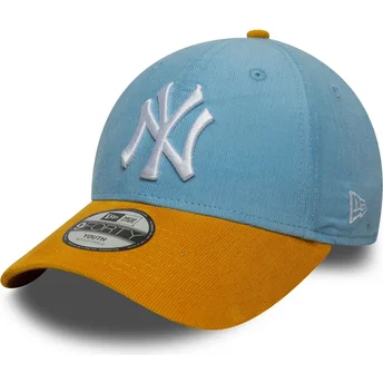 New Era Curved Brim Youth 9FORTY Cord New York Yankees MLB Blue and Brown Adjustable Cap