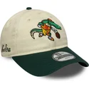 new-era-curved-brim-youth-9twenty-mascot-beige-and-green-adjustable-cap